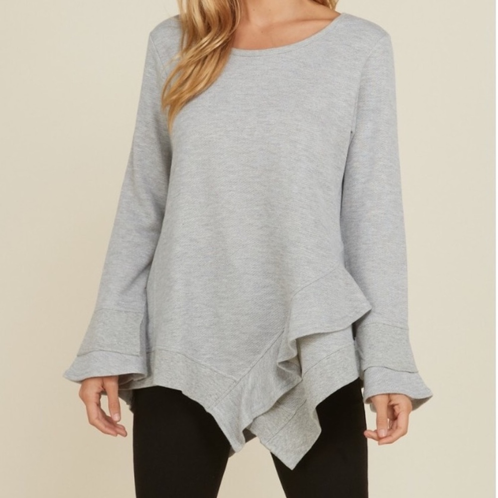 French Terry Asymmetrical Hem Top